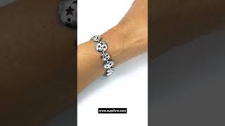 Sup Silver Star Textured Dome Shaped Link Bracelet 925 Sterling Silver, Handmade Holiday Gifts