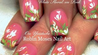 Easy DIY White Spring Flower Nail Art Design Tutorial