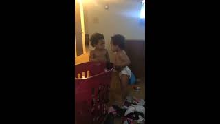 Toddler Siblings Fight Over Cleaning Up Duties - 1038372