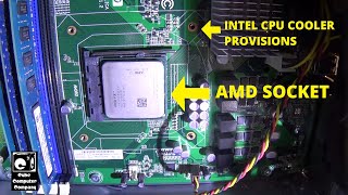 You must use an Intel cooler with this AMD based motherboard - The reason may surprise you