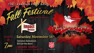 Live - Canadian Staff Band  of The Salvation Army Fall Festival 2019 with Impact Brass