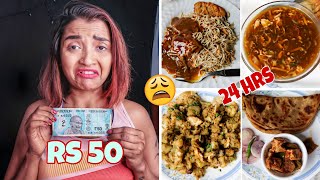 LIVING ON Rs.50 for 24 HOURS - BENGALI মায়ের মতো আলু দিয়ে CHOWMEIN - সস্তার FOOD CHALLENGE India