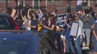 Crowds Gather In Boston Streets After News Of Joe Biden Presidential Win