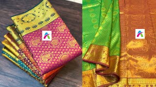 Kanjivaram Semi silk sarees with Contract Pallu and Blouse #AVFashions