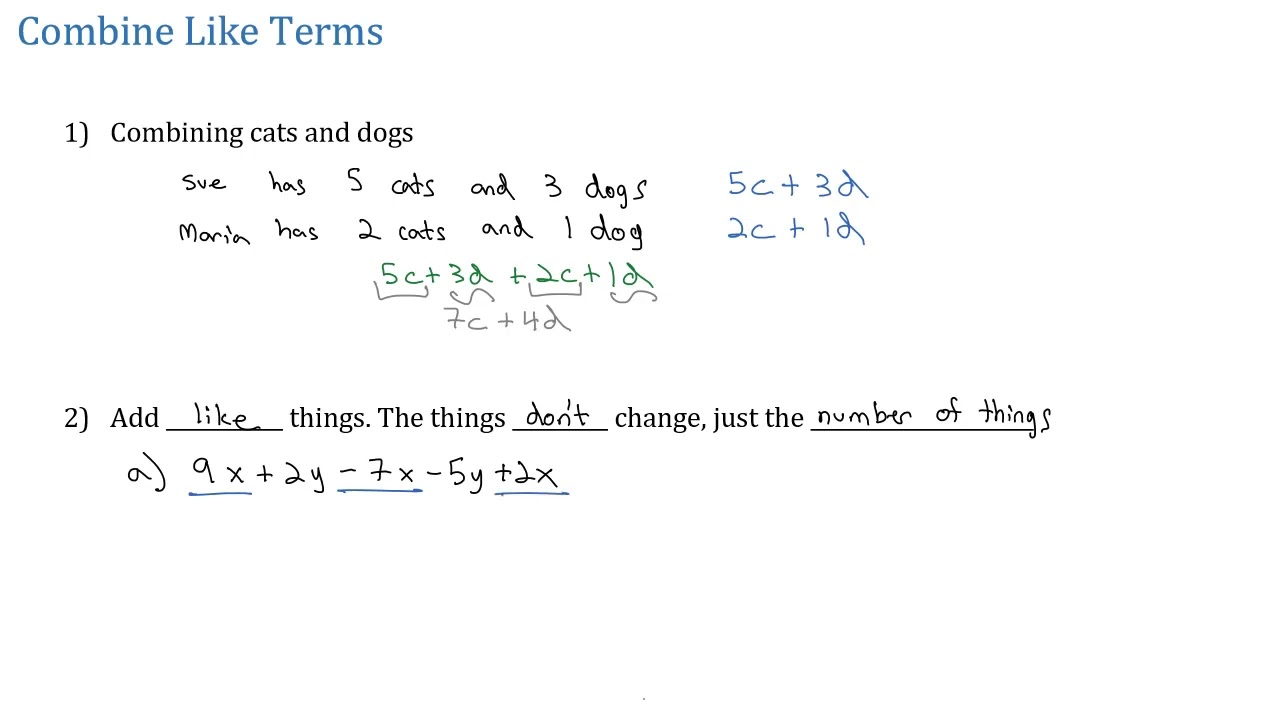 Simplify Algebraic Expressions B - YouTube