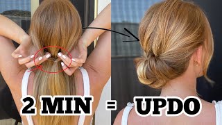 2 Min Easy Everyday Updo For Thin Hair | Medium And Long Hair