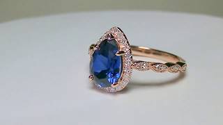 Custom Blue Sapphire and Diamond Ring, Rose Gold Video