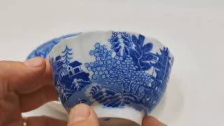 Antique Spode Blue and White Porcelain China Temples Cup & Saucer