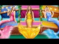 We Build a Bunk Bed for Triplets Mermaid! Pink vs Blue vs Yellow Girls!