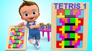 Tetris Puzzle Wooden Blocks Shapes Toy 3D - Learn Colors for Children Kids Baby
