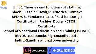 Unit-1 Theories and functions of clothing Block-1 BFDI 071 CFDE SOVET #ignou #ignouuniversity #exam