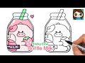 How to Draw Bottle of Strawberry Milk | Sticky Cow