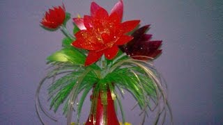 DIY- Recycling Crafts with plastic bottle to convert it into a nice and unique flower vase