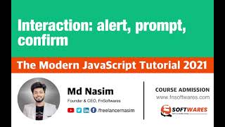 008 | Alert, Confirm, Prompt | The Modern JavaScript Tutorial