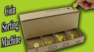 Make Coin Sorting Machine from Cardboard - DIY Coin Sorter at Home for kids