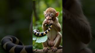 The monkey is trying to eat the snake #animals #wildlife #viralshorts