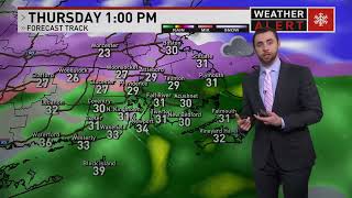 Precipitation transitions to icy mix, rain