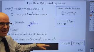 First Order Differential Equations - how to solve using an Integrating Factor Example 3