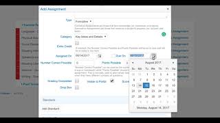 Gradebook ELEMENTARY Creating Assignments w/ a Standard