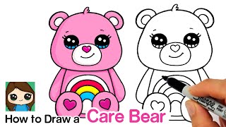 How to Draw a Care Bear 🌈 ❤️ Cheer Bear