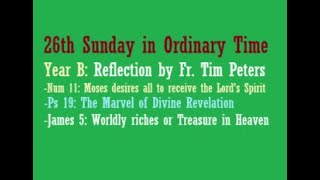 26th Sunday in Ordinary Time, Year B, Reflection on the Sunday Readings, Fr. Tim Peters