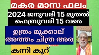 ഉത്രം മുക്കാൽ അത്തം ചിത്ര അര കന്നി കൂറ് മകര മാസ ഫലം2024 ജനുവരി 15മുതൽ ഫെബ്രുവരി 13 വരെ