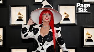 Grammys 2023: Shania Twain has us seeing spots in wacky suit on red carpet | Page Six Celebrity News