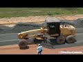 Full Proccessing Motor Grader Operating Technique Cutting And Spreading Build Foundation Road