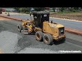 Full Proccessing Motor Grader Operating Technique Cutting And Spreading Build Foundation Road