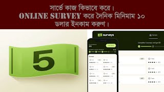 Five Surveys | সার্ভে কাজ কিভাবে করে Online Surveys করে দৈনিক ১০ ডলার ইনকাম করুন  Daily $10 income.