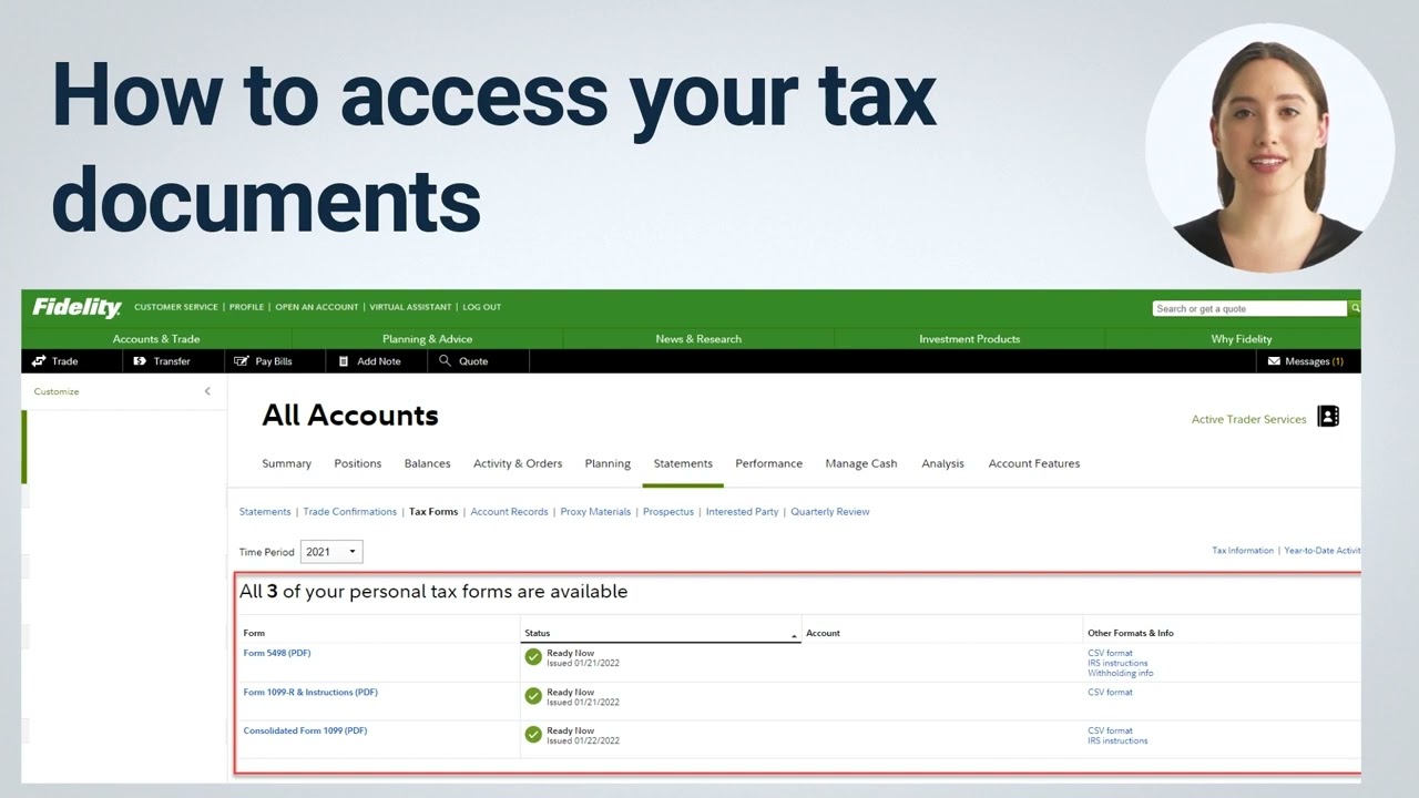 How To Find And Access Your Fidelity 2021 Tax Forms - YouTube