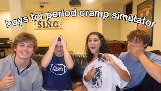 Boys try Period Cramp Simulator