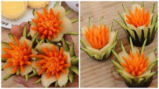 Art in Zucchini Show | Vegetable Carving Garnish | Zucchini & Carrot Flower