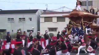 2015和泉市松尾連合・宵宮　内田町①オークワ前やりまわし（平成27年10月10日）