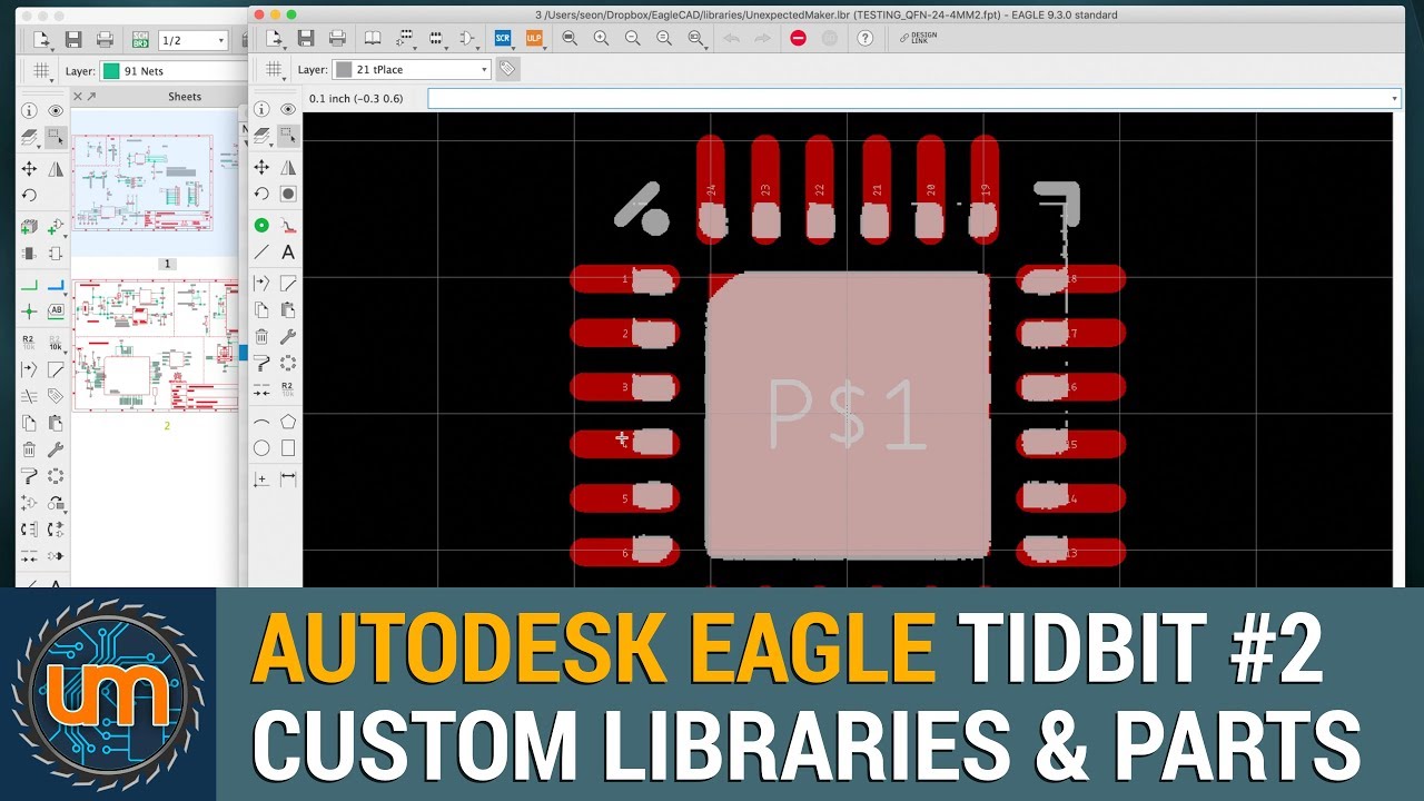 Autodesk Eagle TidBits #2 - Custom Libraries & Parts - YouTube