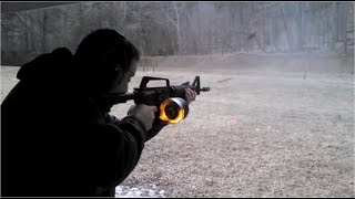 Beta Drum catches on fire while doing 100rd mag dump in a M16!