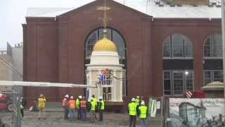 Brown University cupola lifted into place