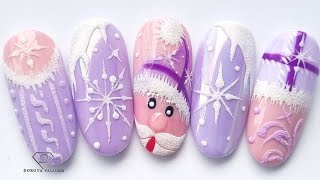 Purple Christmas nail art 💜. Purple Winter nail art, learn 5 quick and easy nail designs