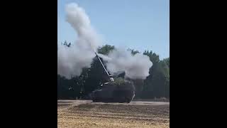 Russian Ukraine War 02/08/2022. German "PzH 2000" fires at the Russian invaders