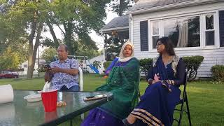 parents of arisha`s friends are chatting in their lawn