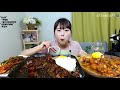 재료를 큼직하게 썰어넣은 짜장밥과 파김치 그리고 칠리새우 먹방 mukbang eating show 효닝 20180731