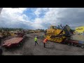 loading of crawler dozer komatsu on scheuerle modular trailer