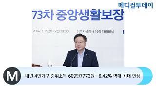 [메디컬투데이TV]  내년 4인가구 중위소득 609만7773원…6.42% 역대 최대 인상