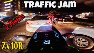 Aaj to ZX10R Traffic Jam mein Bahut Buree Phansee | ZX10R | ZX10R Night Ride #motovlog