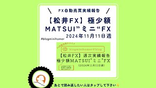 【松井証券FX】実績報告：2024年11月11日週(極少額MATSUI\