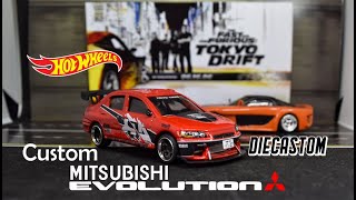 Hot Wheels Mitsubishi Evolution II Fast and Furious  Tokyo Drift Custom