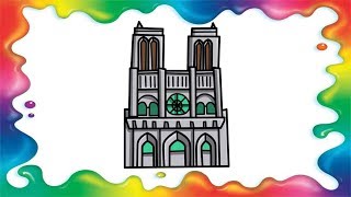 How to draw a cathedral - step by step, for kids