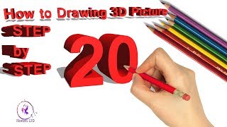 How To Draw 3D Number 20 Easy Step by Step/How to Draw a 3D Ladder - Trick Art For Kids