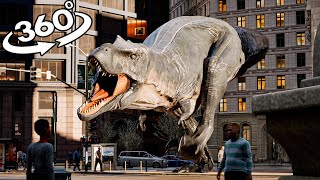 VR 360° Dinosaur Rex in attack in the city! VS Big Snake (Jurassic World Dominion)