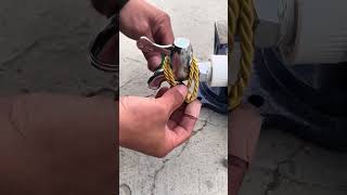 The process of disassembling the faucet with a rope